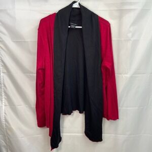 Notations red black soft knit stretch‎ open drapey casual cardigan sweater large